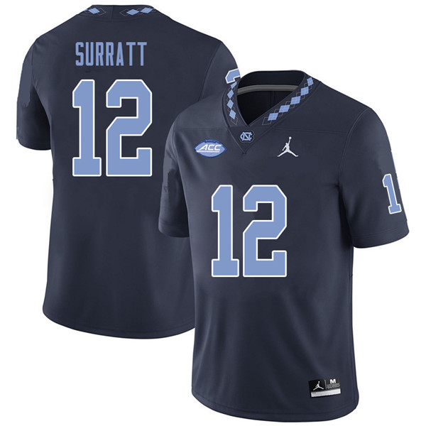 Jordan Brand Men #12 Chazz Surratt North Carolina Tar Heels College Football Jerseys Sale-Navy